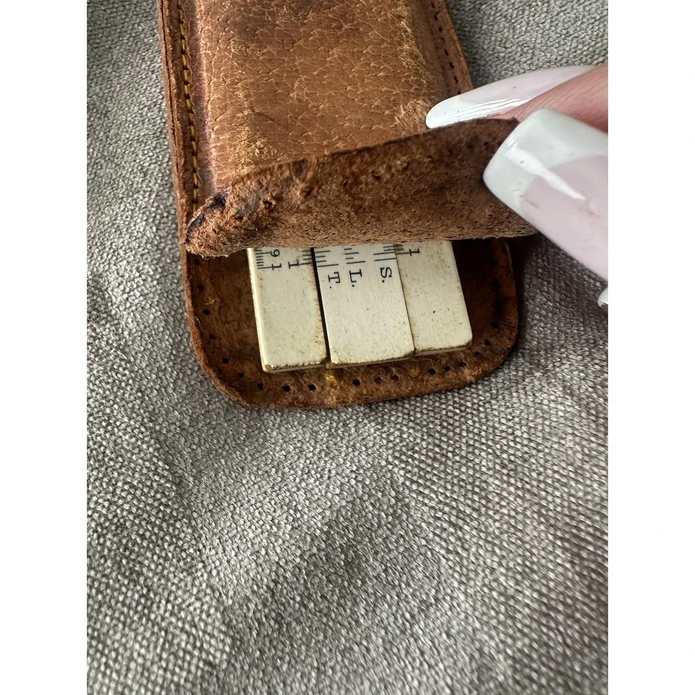 Vintage Sun Hemmi No.34RK Bamboo Engineering Slide Rule Japan Leather‎ Case